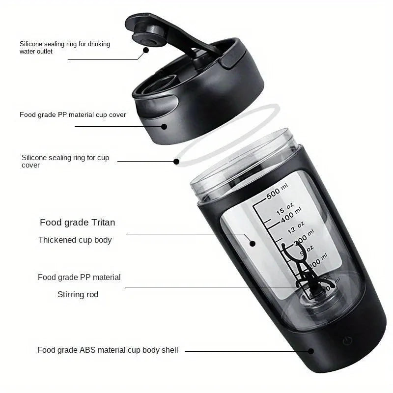 500Ml Elétrica Proteína Em Pó Copo De Mistura Automático Shaker Garrafa Misturador Shake Garrafa Leite Café Liquidificador Chaleira Para Ginásio Ao Ar Livre