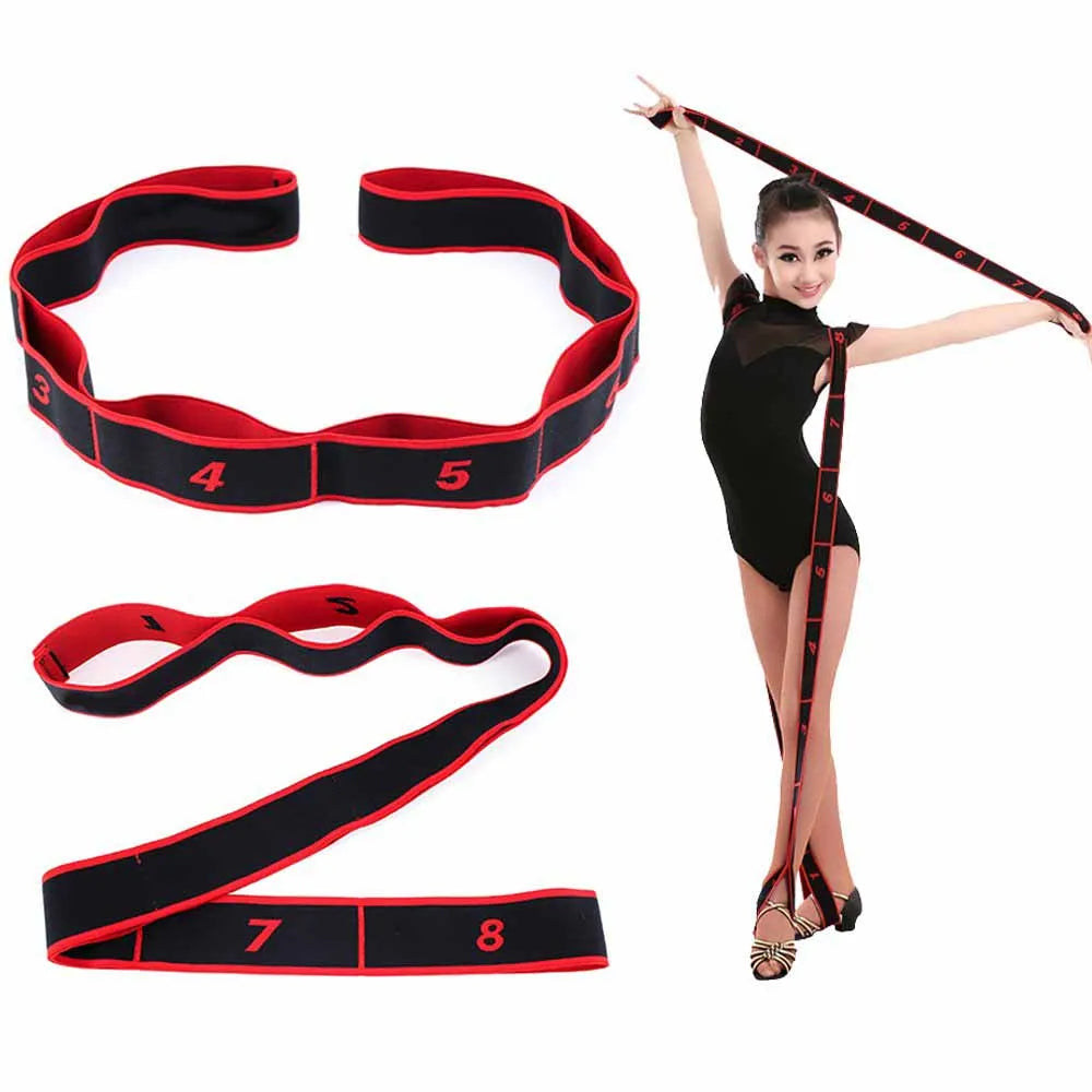 Yoga Puxar Cinta Cinto Menina Elástica Dança Latina Alongamento Banda Loop Yoga Pilates Ginásio Fitness Exercício Faixa De Resistência Com Número