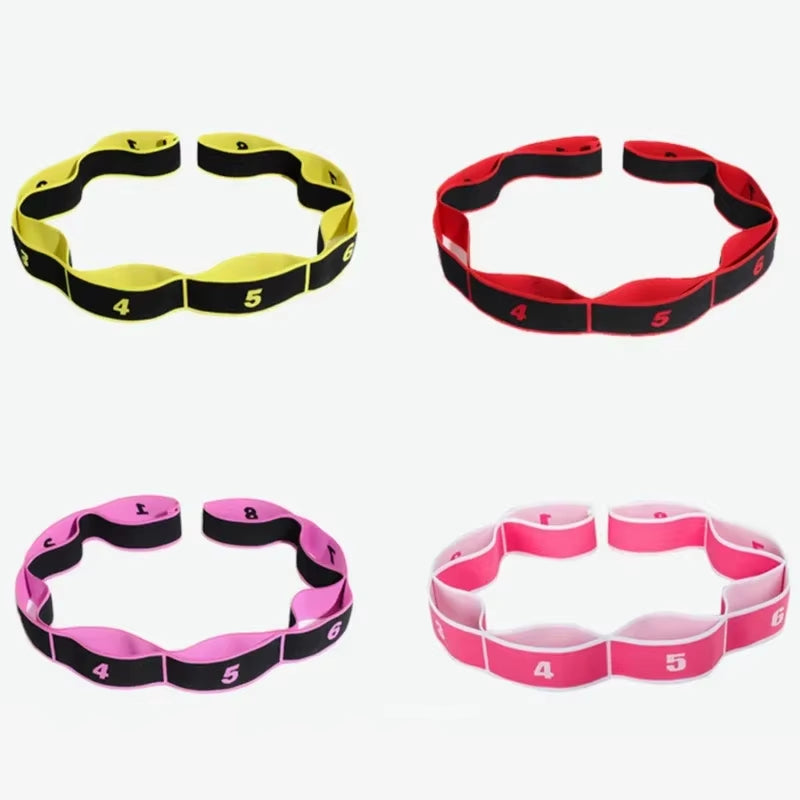 Yoga Puxar Cinta Cinto Menina Elástica Dança Latina Alongamento Banda Loop Yoga Pilates Ginásio Fitness Exercício Faixa De Resistência Com Número