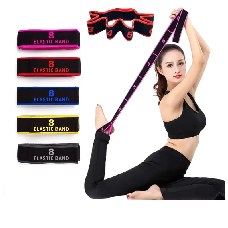 Yoga Puxar Cinta Cinto Menina Elástica Dança Latina Alongamento Banda Loop Yoga Pilates Ginásio Fitness Exercício Faixa De Resistência Com Número
