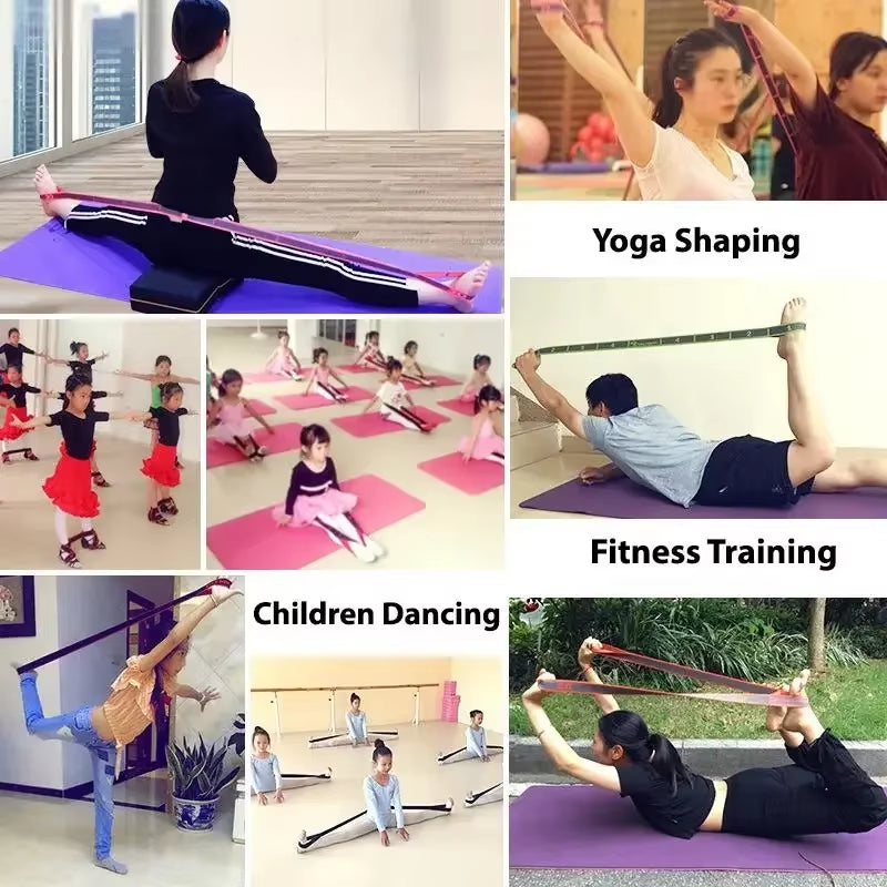 Yoga Puxar Cinta Cinto Menina Elástica Dança Latina Alongamento Banda Loop Yoga Pilates Ginásio Fitness Exercício Faixa De Resistência Com Número