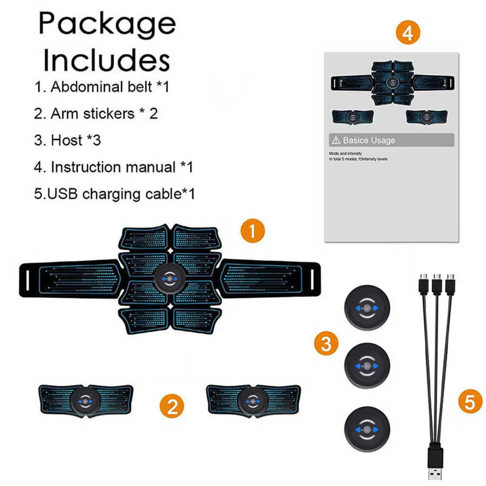 Eletroestimulador Abdominal EMS - Tonificador Muscular Para Abdômen E Glúteos