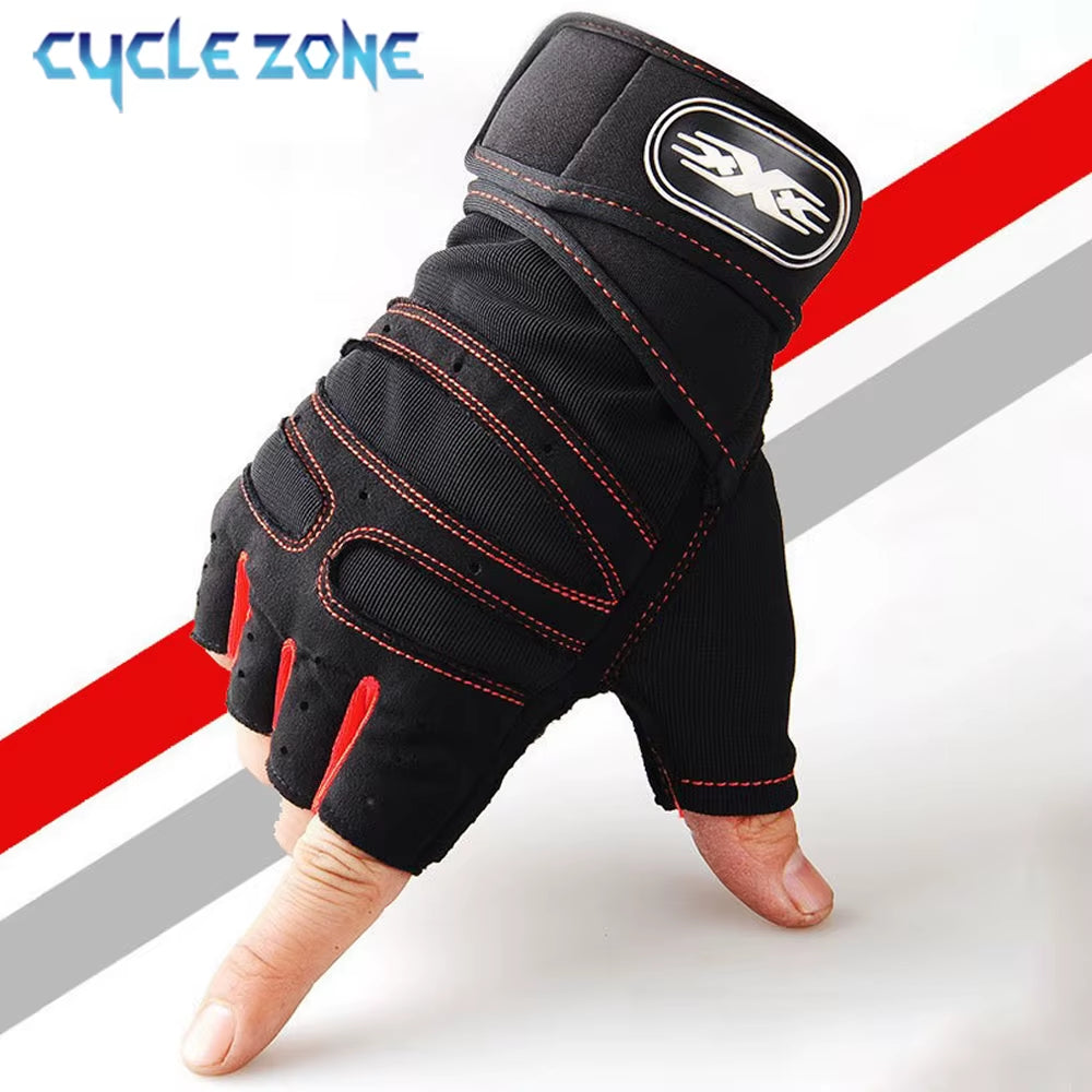 Luvas De Treino Para Homens Mulheres Luva De Meio Dedo Com Envoltório De Pulso Para Esporte Treinamento De Levantamento De Peso Bicicleta Motociclista Luva De Ginásio