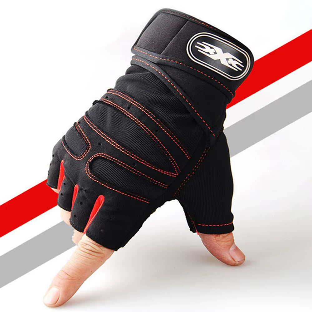 Luvas De Treino Para Homens Mulheres Luva De Meio Dedo Com Envoltório De Pulso Para Esporte Treinamento De Levantamento De Peso Bicicleta Motociclista Luva De Ginásio