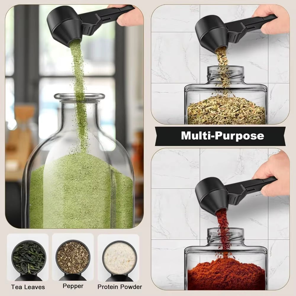 Colher De Café Sem Derramamento, Reutilizável, Deslizante, Proteína Em Pó, Funil Para Leite E Suplementos