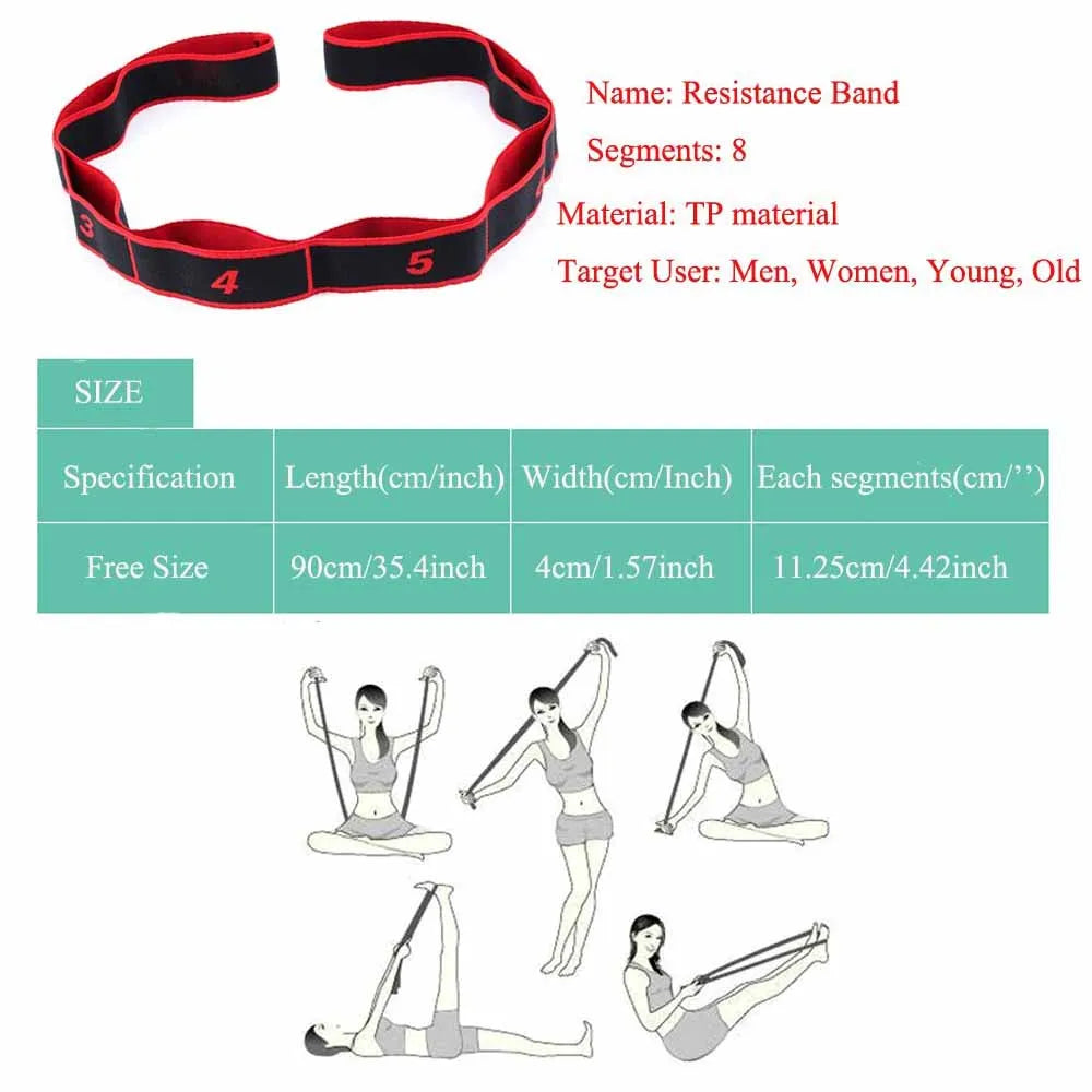 Yoga Puxar Cinta Cinto Menina Elástica Dança Latina Alongamento Banda Loop Yoga Pilates Ginásio Fitness Exercício Faixa De Resistência Com Número
