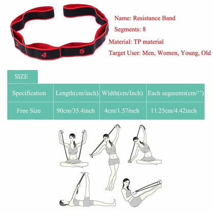 Yoga Puxar Cinta Cinto Menina Elástica Dança Latina Alongamento Banda Loop Yoga Pilates Ginásio Fitness Exercício Faixa De Resistência Com Número