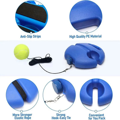 Professional Tennis Training Aid with Heavy-Duty Base and Elastic Rope Ball for Self-Practice and Sparring
