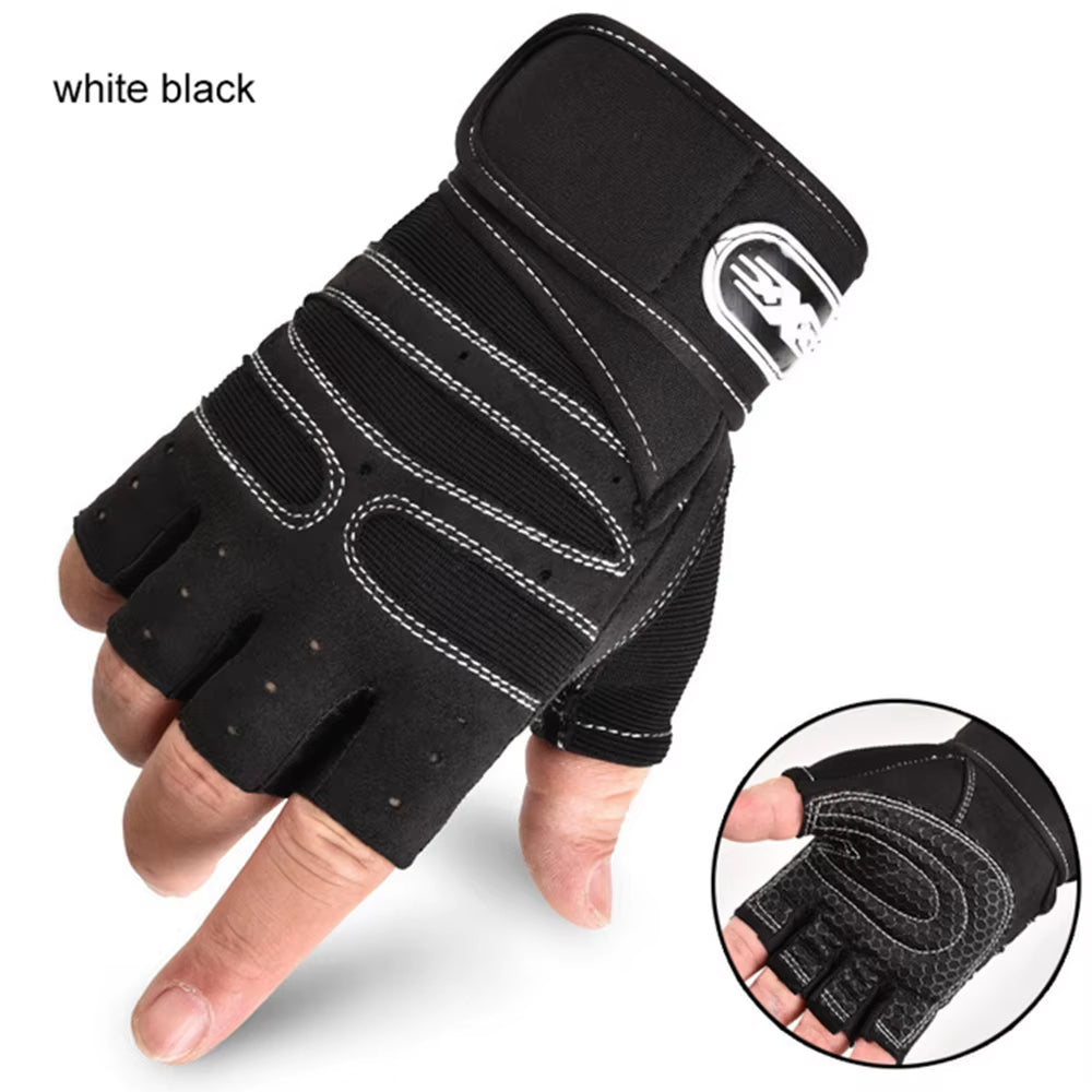 Luvas De Treino Para Homens Mulheres Luva De Meio Dedo Com Envoltório De Pulso Para Esporte Treinamento De Levantamento De Peso Bicicleta Motociclista Luva De Ginásio