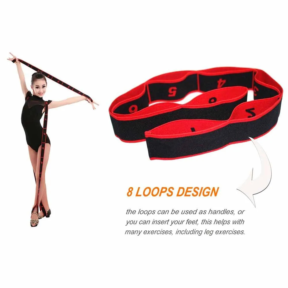 Yoga Puxar Cinta Cinto Menina Elástica Dança Latina Alongamento Banda Loop Yoga Pilates Ginásio Fitness Exercício Faixa De Resistência Com Número
